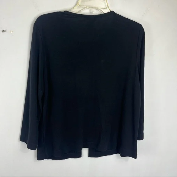 Eileen Fisher Size Small Black 3/4 Sleeve Hook Button Closure Cardigan BLSB - Picture 3 of 6